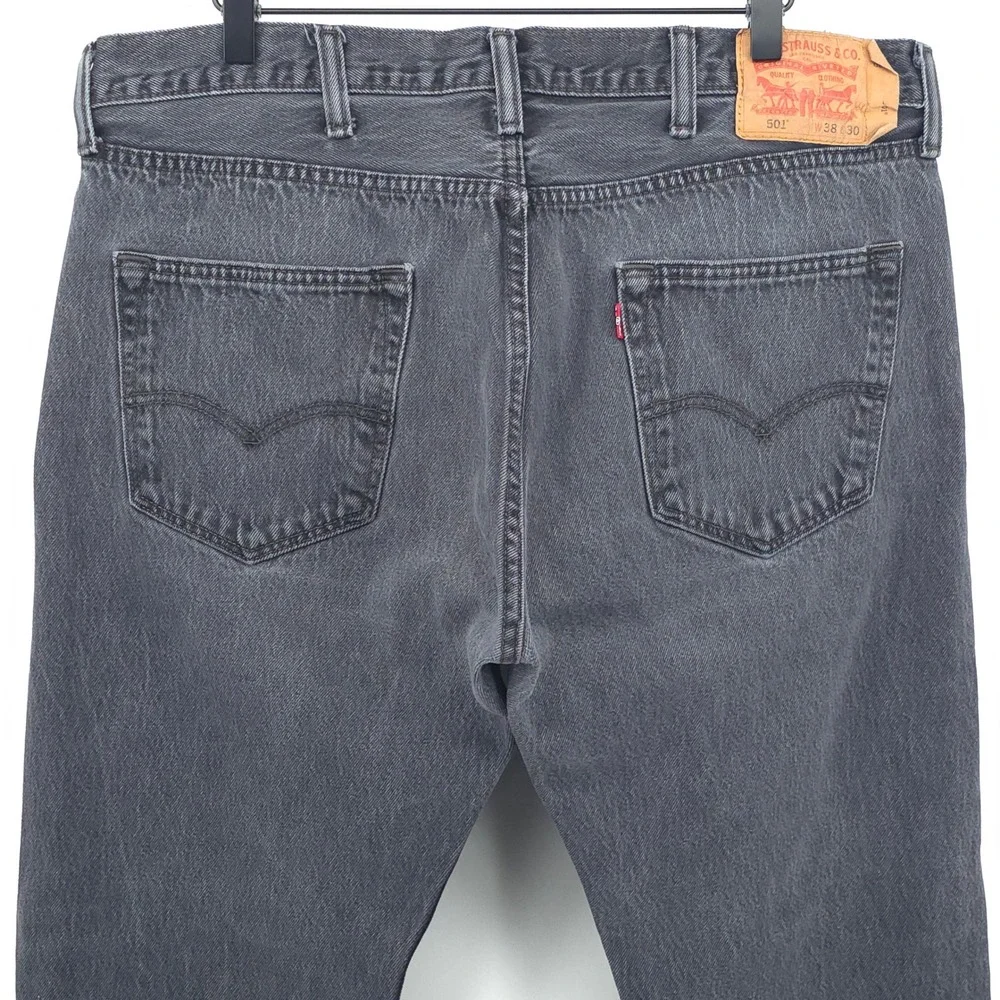 Levis Mens Jeans 501 Original Fit 38x30 Gray Straight Leg Denim Classic